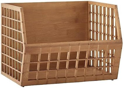 🌿 Bamboo Stackable Storage Bins 🧺 | Natural Organizer Box 📦 | Space-Saving Home Storage 🏠