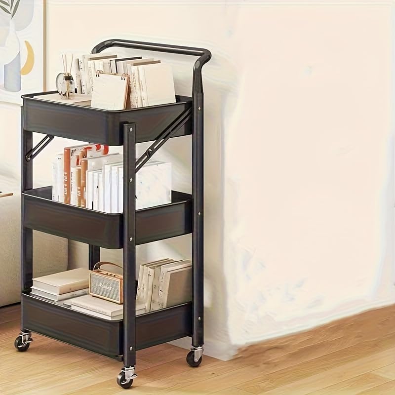 🗂️ 3-Layer Foldable Storage Rack 🏠 | Multi-Tier Organizer Shelf 📦 | Space-Saving Home Unit ⚡