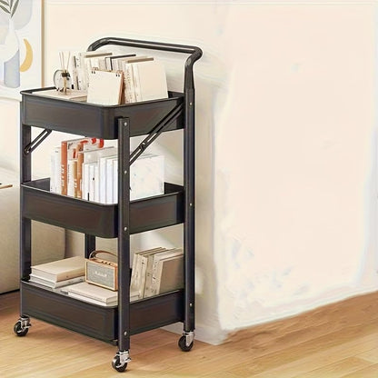 🗂️ 3-Layer Foldable Storage Rack 🏠 | Multi-Tier Organizer Shelf 📦 | Space-Saving Home Unit ⚡
