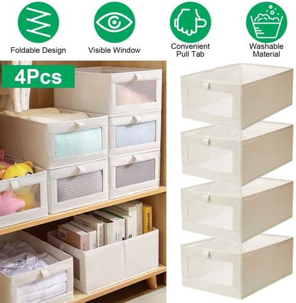 🧺 Foldable Storage Bins Set ✨ | Washable Organizer Box 📦 | Home Space Saver 🏠