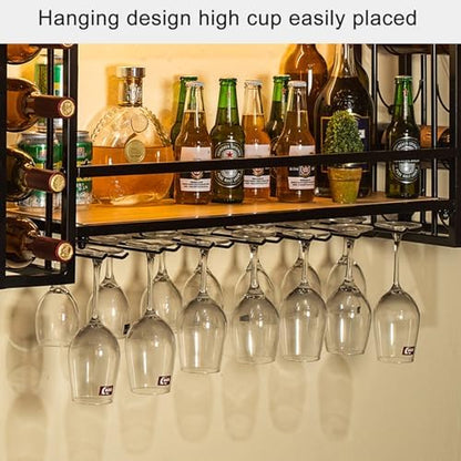 🍷 Wall Wine Glass Rack 🏠 | Adjustable Stemware Holder ✨ | Kitchen Bar Storage Shelf 🍸
