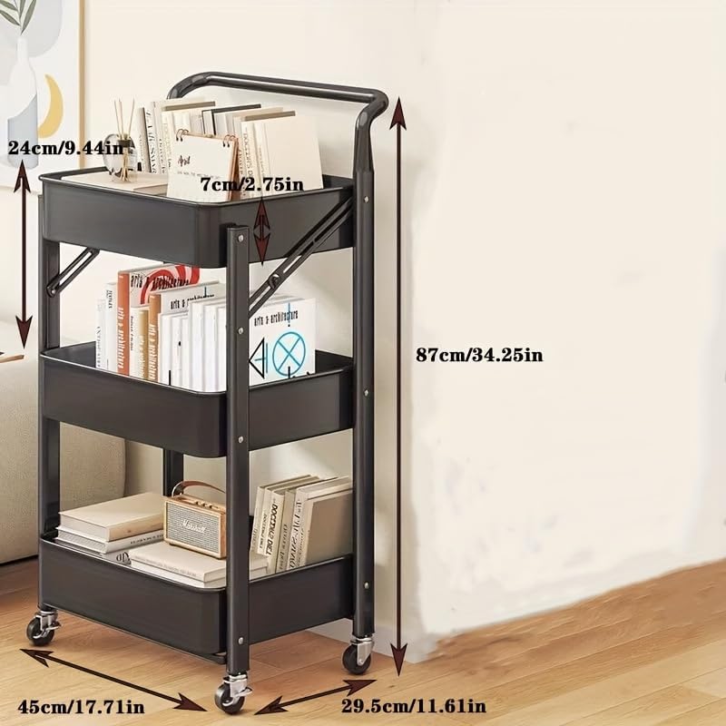 🗂️ 3-Layer Foldable Storage Rack 🏠 | Multi-Tier Organizer Shelf 📦 | Space-Saving Home Unit ⚡