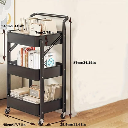 🗂️ 3-Layer Foldable Storage Rack 🏠 | Multi-Tier Organizer Shelf 📦 | Space-Saving Home Unit ⚡