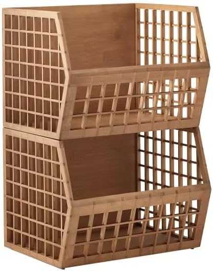🌿 Bamboo Stackable Storage Bins 🧺 | Natural Organizer Box 📦 | Space-Saving Home Storage 🏠