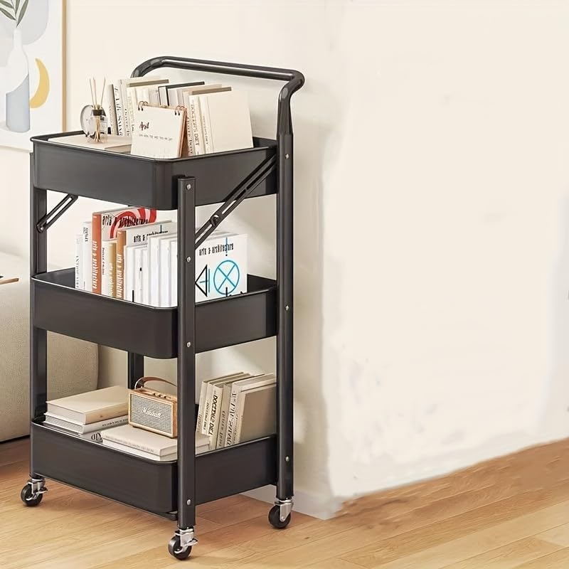 🗂️ 3-Layer Foldable Storage Rack 🏠 | Multi-Tier Organizer Shelf 📦 | Space-Saving Home Unit ⚡