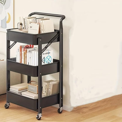 🗂️ 3-Layer Foldable Storage Rack 🏠 | Multi-Tier Organizer Shelf 📦 | Space-Saving Home Unit ⚡