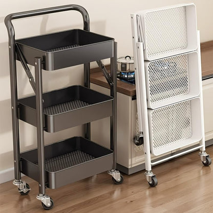🗂️ 3-Layer Foldable Storage Rack 🏠 | Multi-Tier Organizer Shelf 📦 | Space-Saving Home Unit ⚡
