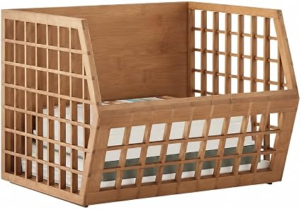 🌿 Bamboo Stackable Storage Bins 🧺 | Natural Organizer Box 📦 | Space-Saving Home Storage 🏠
