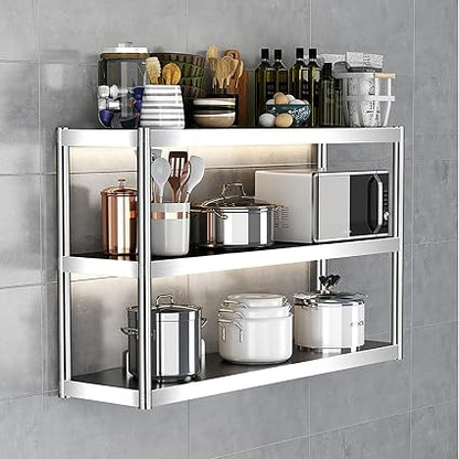🧴 Wall-Mounted Stainless Shelf 🏠 | 3-Tier Bathroom Organizer ✨ | Space-Saving Storage Rack ⚡