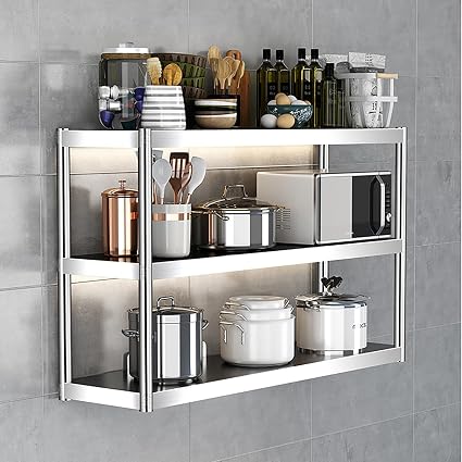 🧴 Wall-Mounted Stainless Shelf 🏠 | 3-Tier Bathroom Organizer ✨ | Space-Saving Storage Rack ⚡