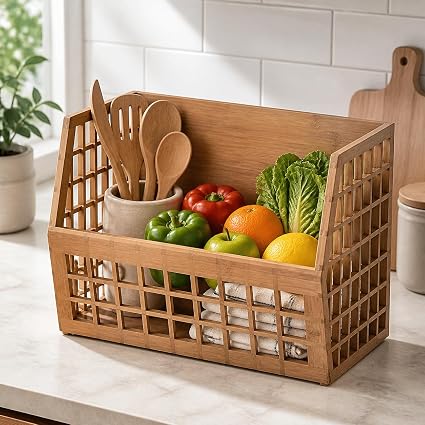 🌿 Bamboo Stackable Storage Bins 🧺 | Natural Organizer Box 📦 | Space-Saving Home Storage 🏠